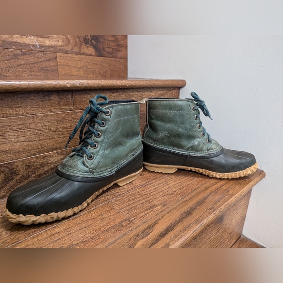 Women's SOREL surplus green pine leather thermal duck boots size 8 - Picture 9 of 16